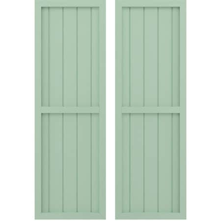 Americraft 5-Board Exterior Wood 2 Equal Panel Framed Board-n-Batten Shutters, ARW101BF518X73SGH